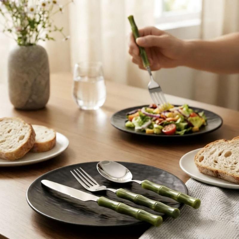 Bamboo Handle Acrylic 304 Stai - Bamboo Cutlery recension och pris